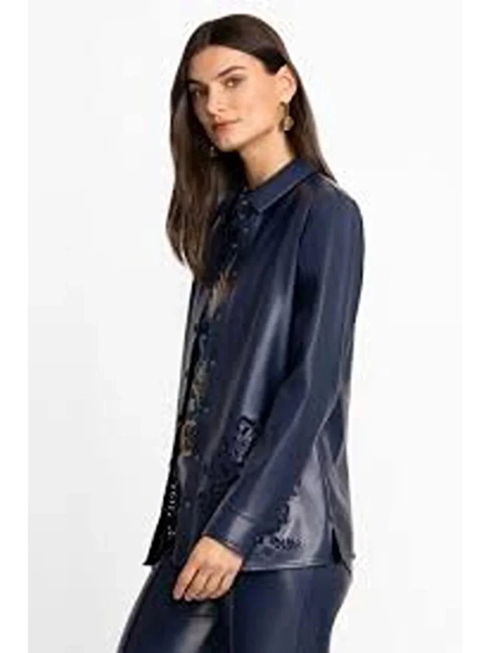 Johnny Was Jade Imani vegan leather shacket jacket blazer shirt size Small New